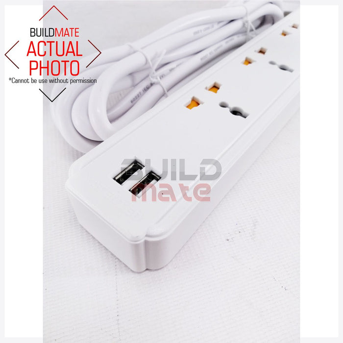 INGCO 3 Way Extension Cord Universal Socket with 2x USB 3 meter Power Strip HES13041VSB •BUILDMATE• IHT