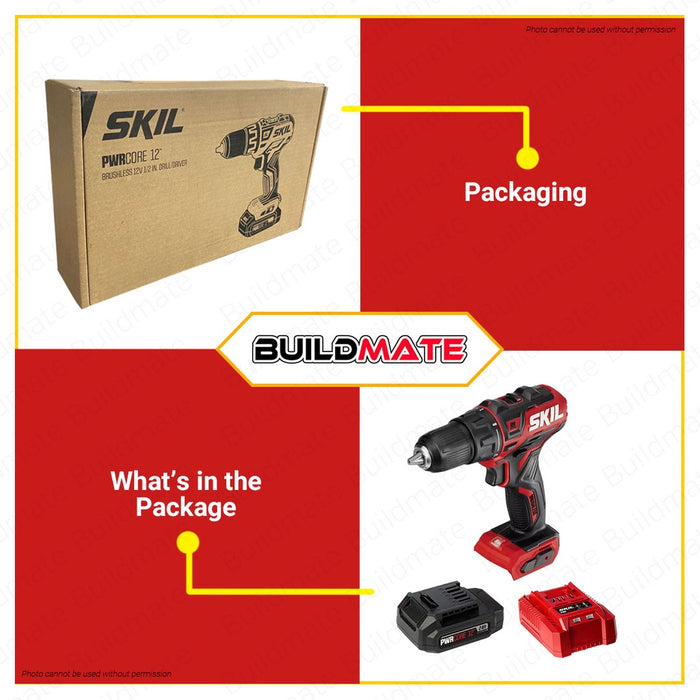 SKIL Cordless Brushless Drill/Driver 12V with 1pc Battery and Charger DL5290C-10 •BUILDMATE•