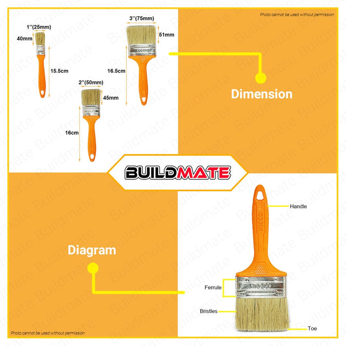 INGCO 3 PCS Paint Brush Set Super Select CHPTB7860301 •BUILDMATE• IHT