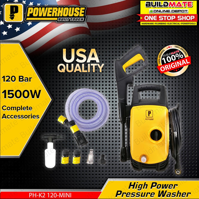 POWERHOUSE USA High Power Pressure Washer Mini 120-Bar 1500W PH-K2 120-MINI •BUILDMATE•