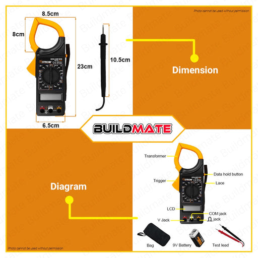 Hoteche Digital Clamp Meter 600V HTC-284801 •BUILDMATE•