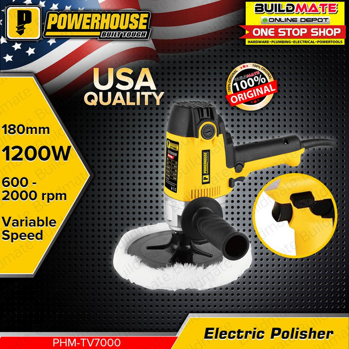 POWERHOUSE Electric Polisher Buffing Machine 1200W Electric Car Polisher Polishing Machine Variable Speed PHM-TV7000 •BUILDMATE• PHPT