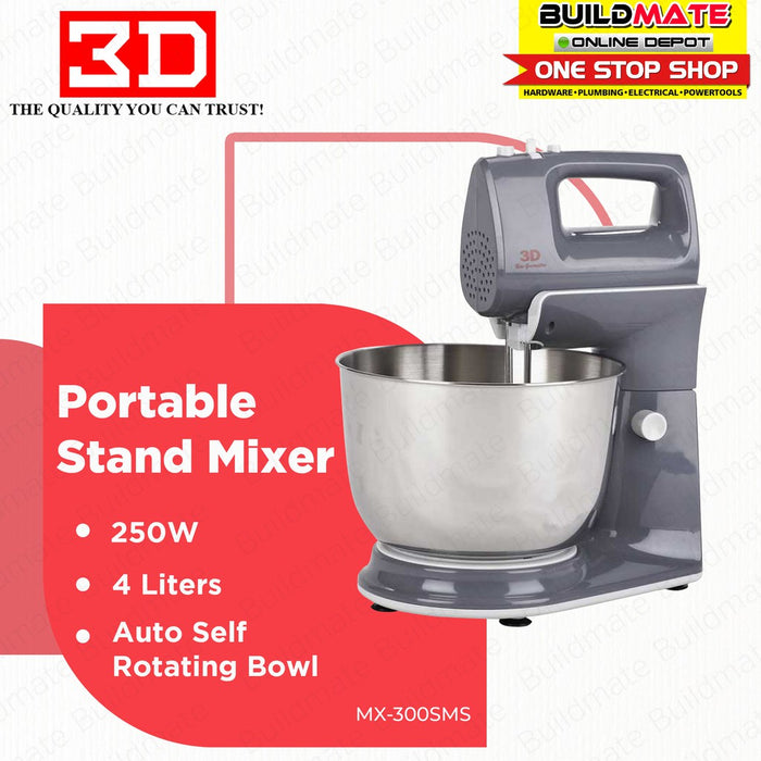 3D Electric Stand Mixer 4L with Stainless Bowl MX-300SMS •BUILDMATE•