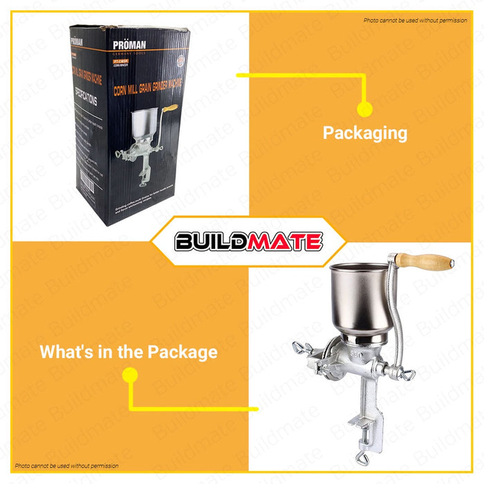 PROMAN GERMANY Manual Corn Mill Corn Miller Grain Grinder Machine Round PT-CMSR •BUILDMATE•