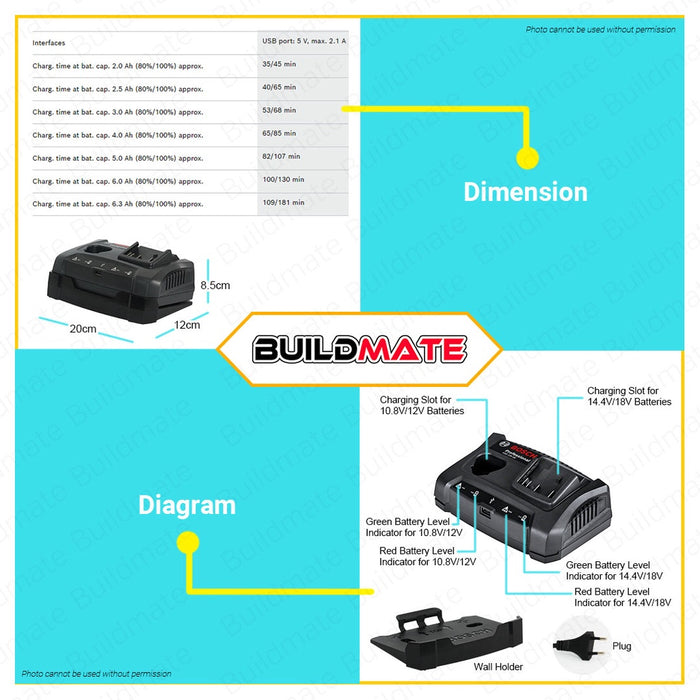 BOSCH Professional Battery Charger GAX 18V-30 Uni 1600A011A9 AUTHENTIC •BUILDMATE• BLC