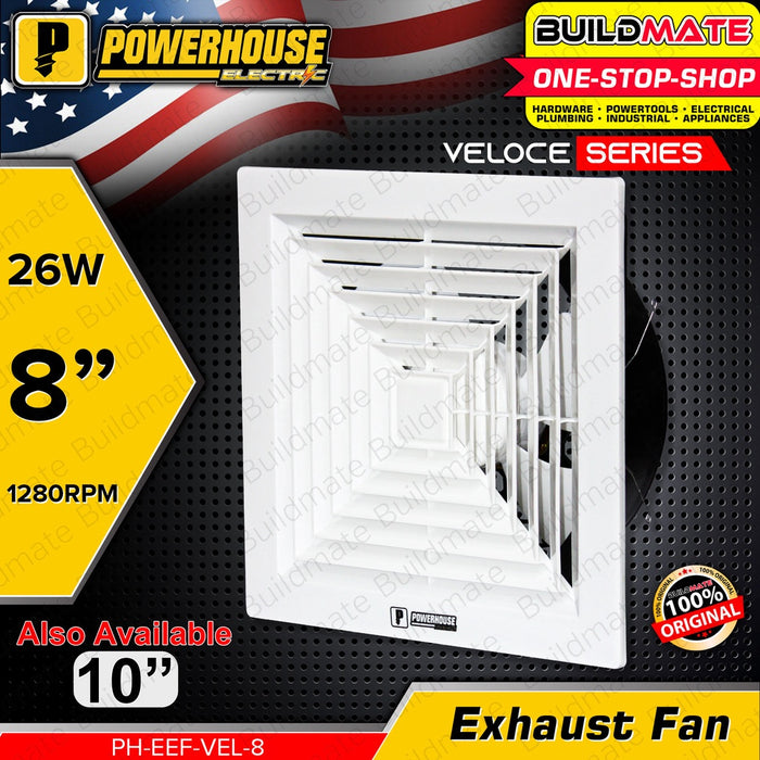 Powerhouse Fans POWERHOUSE Electric Exhaust Fan Ceiling Mounted Veloce Series 8