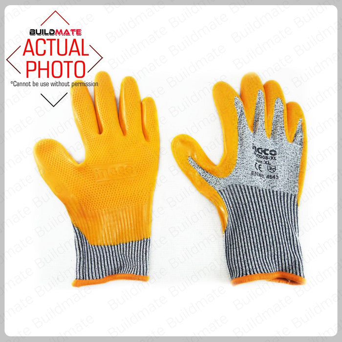BUILDMATE Ingco Safety Gloves Cut Resistance Abrasion Hand Protection Horticulture HGCG08-XL • IHT