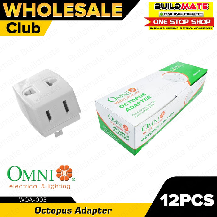 [WHOLESALE] BUILDMATE Omni 12PCS/BOX Octopus Adapter Triple Flat Tap to Flat Pin 10A 250V 3 Way Wall Tap Outlet Splitter AC Plug Adapter Socket WOA-003