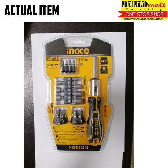 INGCO Ratchet ScrewDriver 24PCS/SET HKSDB0248  •BUILDMATE• IHT
