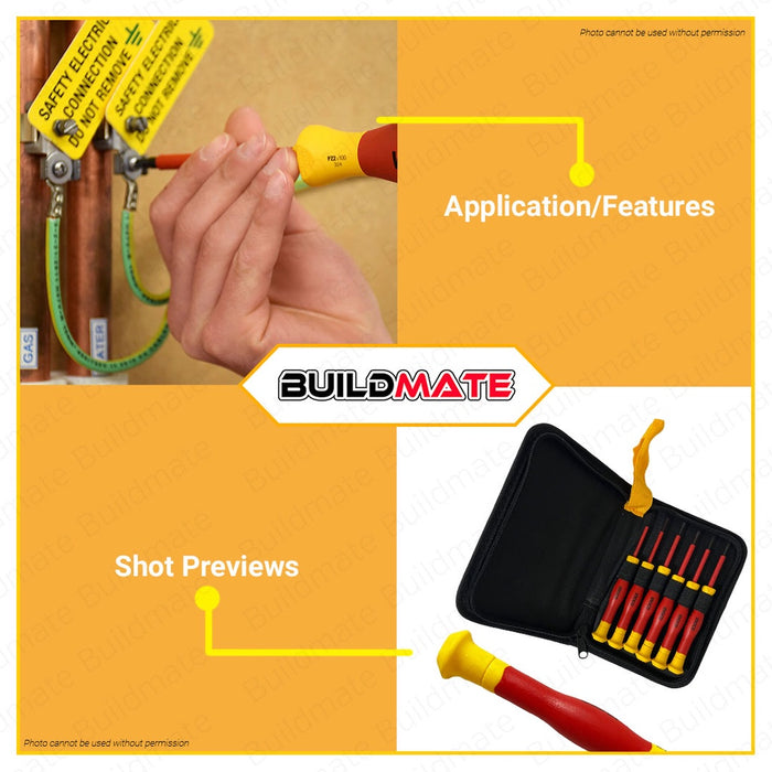 INGCO 6 PCS/SET Insulated Precision Screwdriver Screw Driver Set HKISD0601 •BUILDMATE• HT2