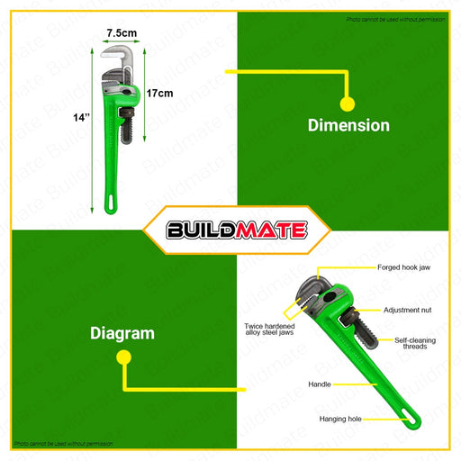 HOYOMA JAPAN Pipe Wrench Wrenches 14" HT-PW14 AUTHENTIC 100% ORIGINAL / AUTHENTIC •BUILDMATE•