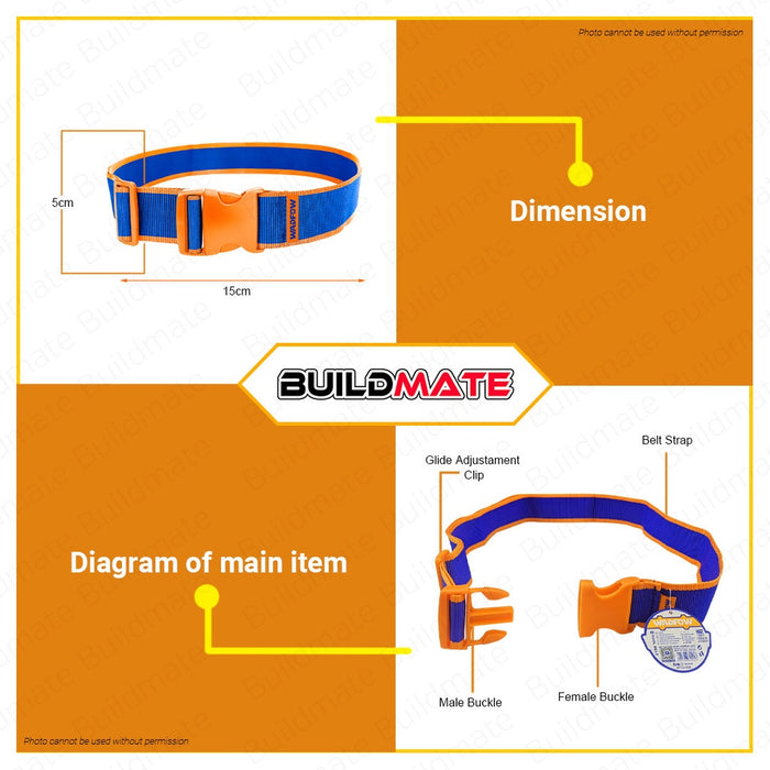 WADFOW Tool Belt Waist Tools Belt DIY Luggage Strap Multi Purpose Organizer 150cm Polyester WTG1100 •BUILDMATE WHT
