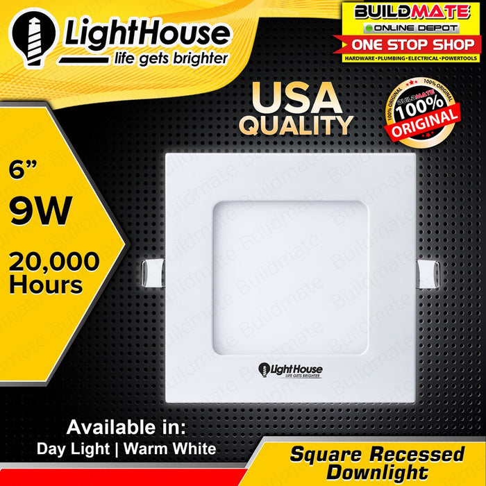 LIGHTHOUSE Recessed Downlight / Panel LED SQUARE 6" 9W DAY LIGHT | WARM WHITE •BUILDMATE• PHLH