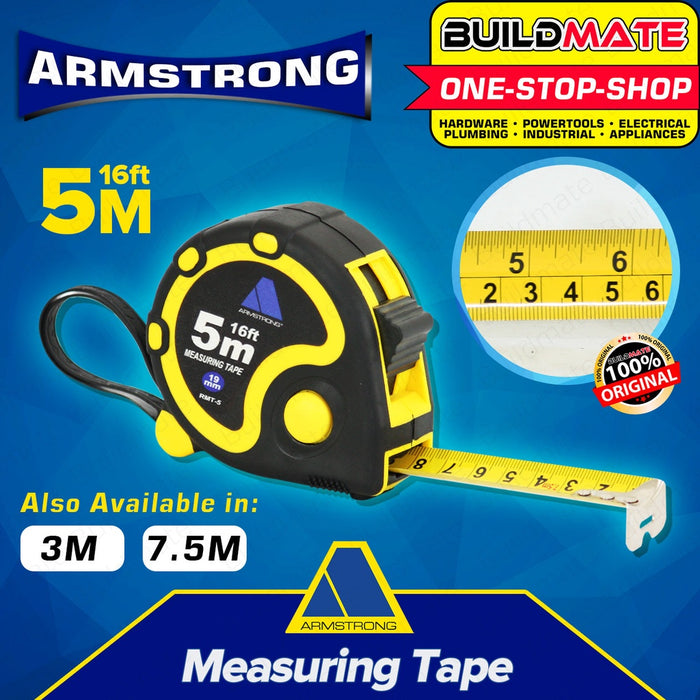 ARMSTRONG Rubber Coated Measuring Tape Measure 3m 5m 7.5m SOLD PER PIECE •BUILDMATE•