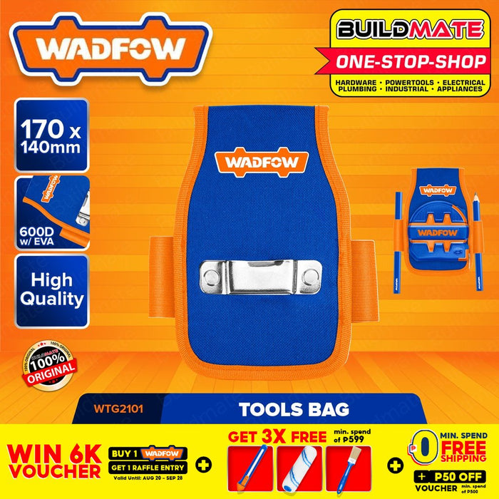 WADFOW Tools Bag Waist Tool Bag Belt DIY Multi Purpose Bag 170x140mm Polyester WTG2101 BUILDMATE WHT