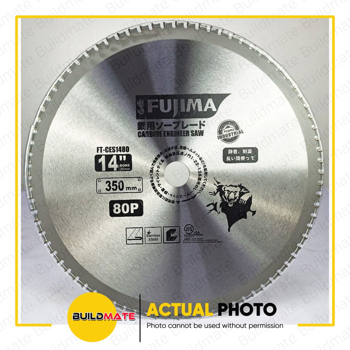 BUILDMATE Fujima Carbide Engineer Saw Blade 80T 14" Inch 350mm [SOLD PER PIECE] Circular Saw Carbide Tip For Wood Table Saw Blade Miter Saw Blades Cutting For Wood Blade Wood Cutting Circular Saw Blade Stainless Steel FT-CES350*80 | FT-CES355X80