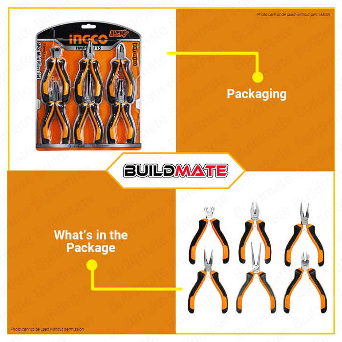 INGCO Mini Pliers 6 PCS SET HMPS06115 •BUILDMATE• IHT