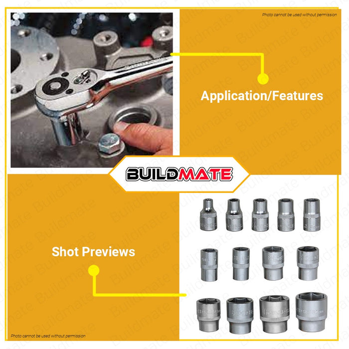 Hoteche 1/2 Drive Socket 6Pt 8mm 10mm 12mm 13mm 14mm 15mm 16mm 20mm SOLD PER PIECE •BUILDMATE•