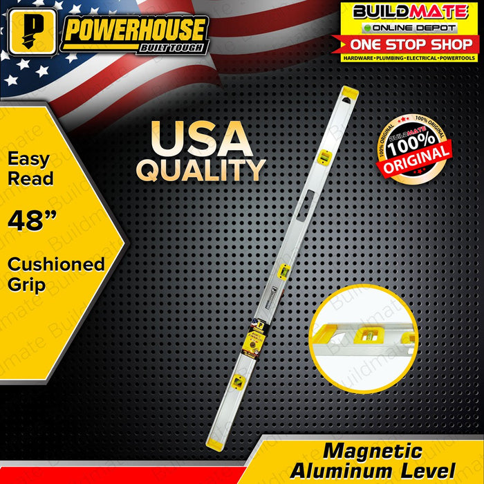 POWERHOUSE Heavy Duty Aluminum Spirit Level with Magnetic Strip 48" + FREE 8PCS ALLEN KEY PHHT