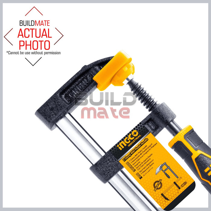 INGCO F Clamp DIY 170kg Max Clamp Force 150 | 200 | 250 | 300mm w/ Rubberize Handle •BUILDMATE• IHT