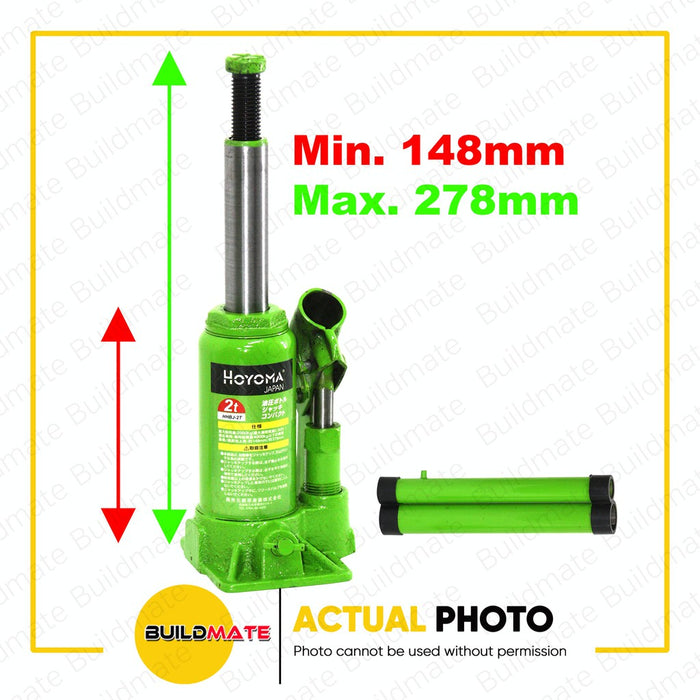 HOYOMA JAPAN 2 Tons Hydraulic Bottle Jack HBJ2 •BUILDMATE•