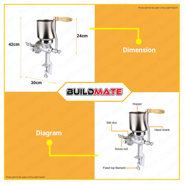 PROMAN GERMANY Manual Corn Mill Corn Miller Grain Grinder Machine Round PT-CMSR •BUILDMATE•