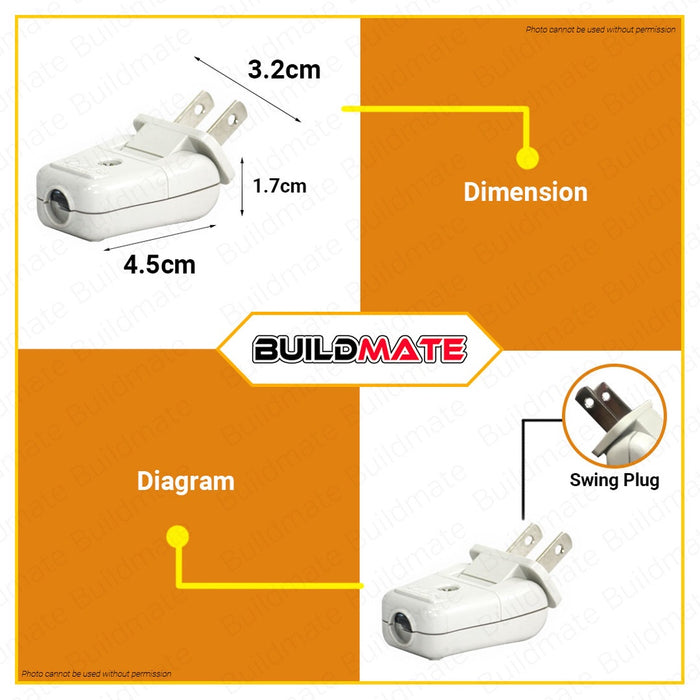 Omni Swing Type Plug 10A 250V WSP-003 •BUILDMATE• 