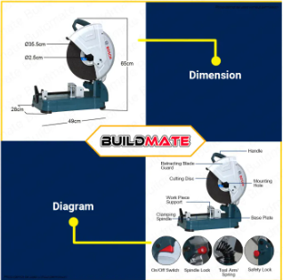 BOSCH Professional Metal Cut-off Saw Chop Saw 2400W GCO 14-24 J •BUILDMATE• BPT