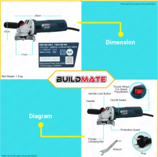 BUILDMATE Bosch Professional Angle Grinder 900W 4" Inch Electric Grinder Cutting Machine Grinding Wheels Heavy Duty GWS 900-100 S • BPT