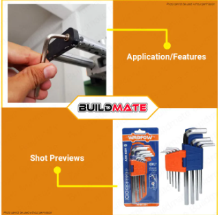 WADFOW 9PCS/SET Hex Key Long Arm Chrome Hex-L Key Allen Wrench Tools Repair WHK1291 •BUILDMATE• WHT