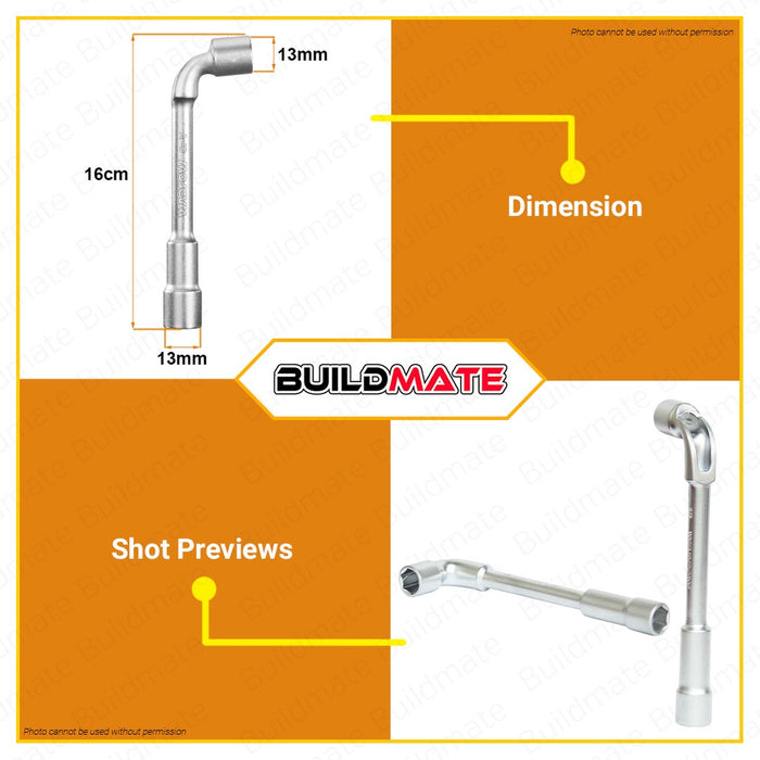 WADFOW L-Angled Socket Wrench 8mm To 19mm Hand Tools Chrome-Plated SOLD PER PIECE •BUILDMATE• WHT