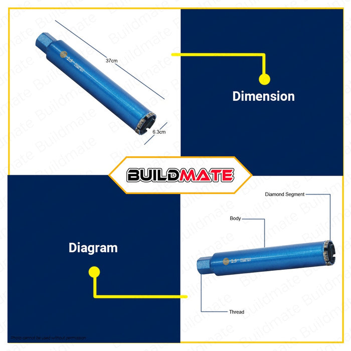 FUJIMA JAPAN Diamond Core Coring Bits 63mmx170mm 2.5" inches FT-DCB63 AUTHENTIC •BUILDMATE•