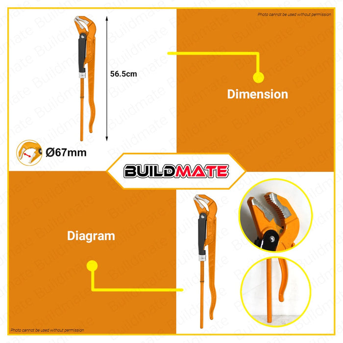 INGCO 2" Heavy Duty Carbon Steel Swedish Piping Wrench 45° | 90° SOLD PER PIECE •BUILDMATE• IHT