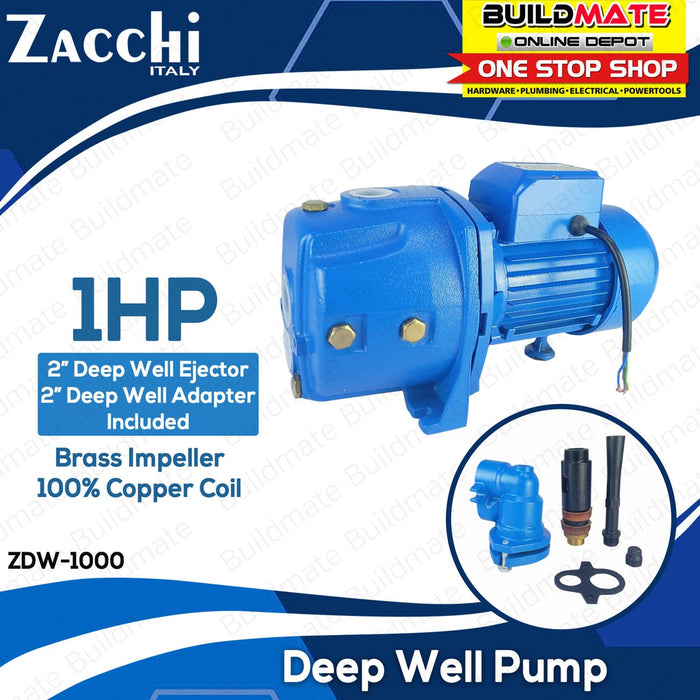 [COMBO] ZACCHI Deep Well Water Pump 1HP with Adapter for ZDWPA-1000S + Ejector for 1HP ZDWPI-1000S