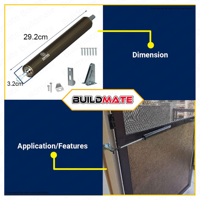 STAR WHEEL Screen  Pneumatic Door Closer #SDC-169A Analok Brown Wengue Color AUTHENTIC •BUILDMATE•
