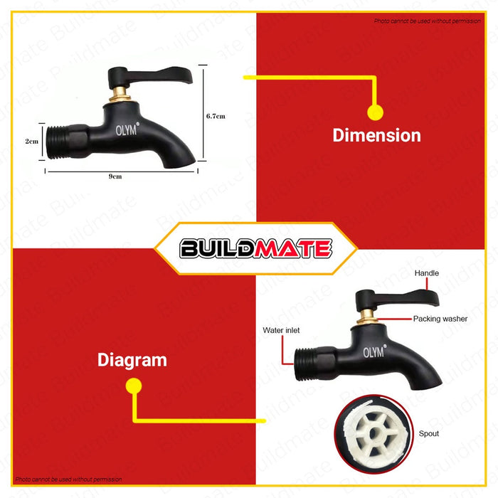 WSDA Plain Bibb Brass Faucet Matte Black Finish OZ-301 BK •BUILDMATE•