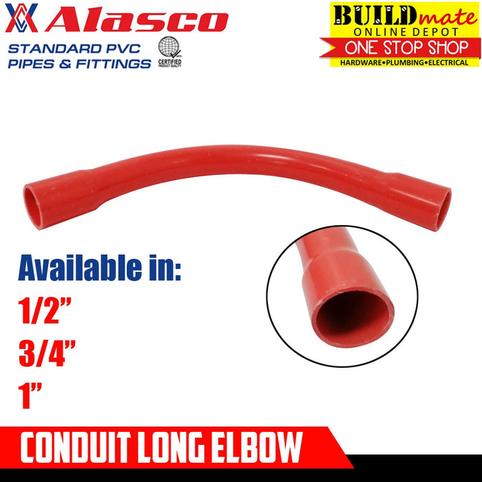 ALASCO Electrical PVC Conduit Long Elbow Corner 1", 3/4" , 1/2"   HIGH QUALITY •BUILDMATE• 