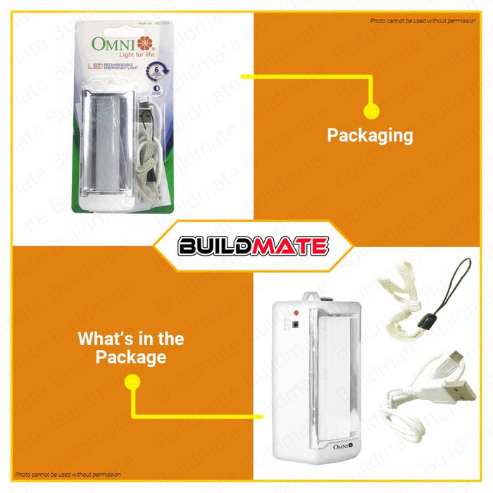 OMNI LED Rechargeable Emergency Light 1.5W 6500K DAY LIGHT AEL010 •BUILDMATE•