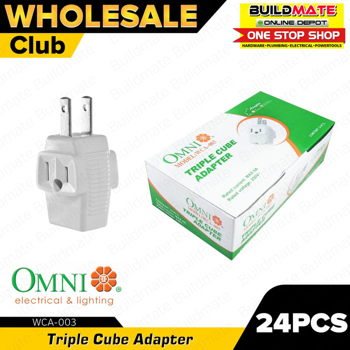[WHOLESALE] (24PCS) OMNI Triple Cube Adapter 6A 250V WCA-003 •BUILDMATE•
