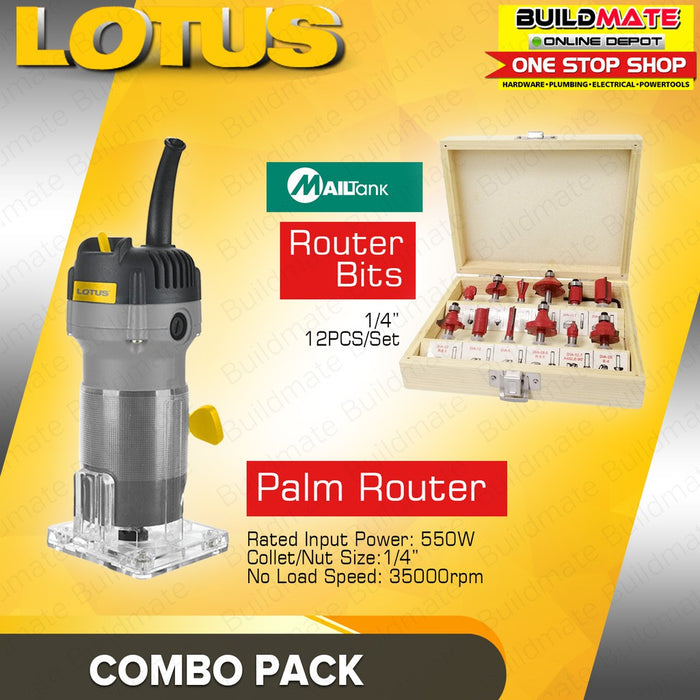 Lotus Palm Router/ Trimmer 550W LTPR550X WITH MAILTANK Router Bits 12P ...
