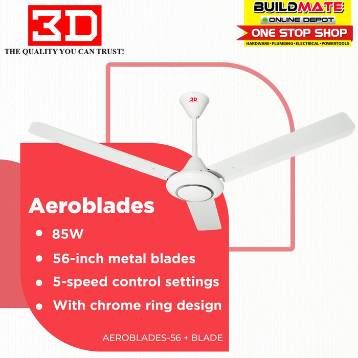 3D Aeroblades Ceiling Fan 56" •BUILDMATE•