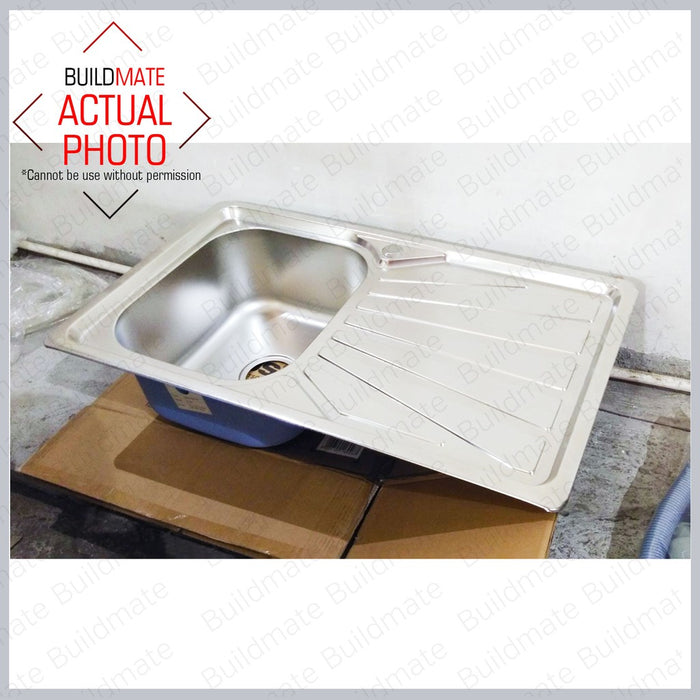 SUGI SINGLE Bowl Stainless Steel Kitchen Sink with Table and Fittings SL3219 •BUILDMATE•