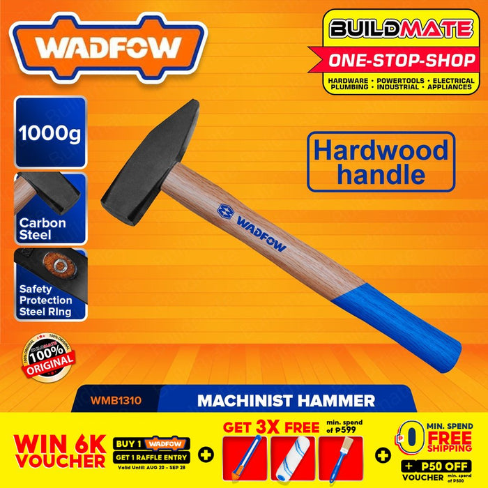 WADFOW Machinist Hammer 1000g Hardwood Handle Drop-forged Hammerhead WMB1310 •BUILDMATE• WHT