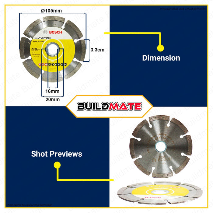 BUILDMATE Bosch 4" Inch Diamond Cutting Disc Blade Wheel Eco Universal for Concrete Tiles - BAX