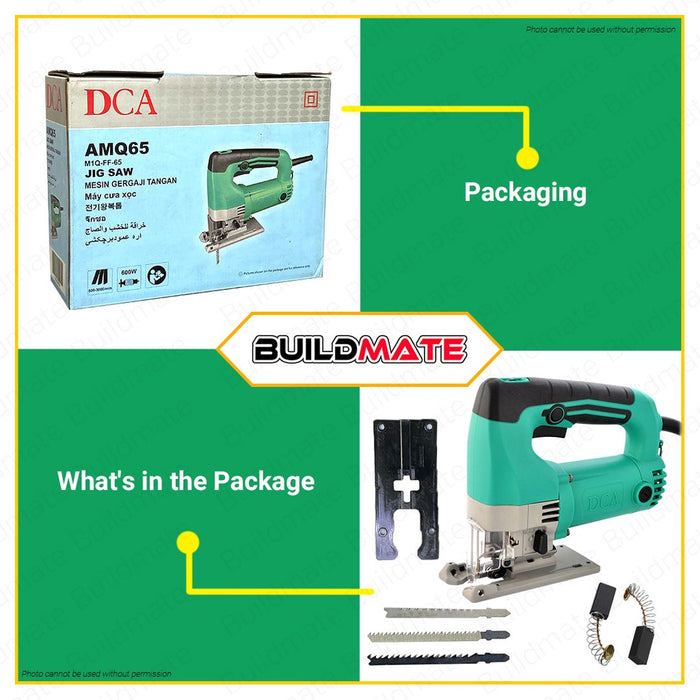 DCA Electric Jigsaw Jig Saw 600W For Woodworking AMQ65 + FREE 2 Carbon Brushes •BUILDMATE•