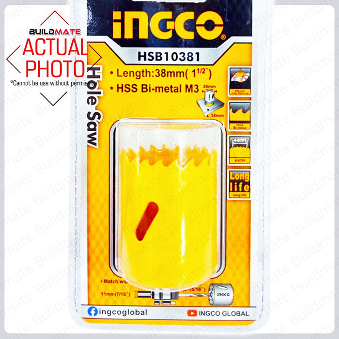 INGCO Hole Saw 38mm HSB10381 •BUILDMATE• IHT