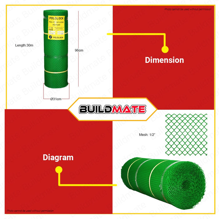 Green Plastic Polyethylene Screen Net Chicken Fence Wire 3 ft 1/2" •BUILDMATE•