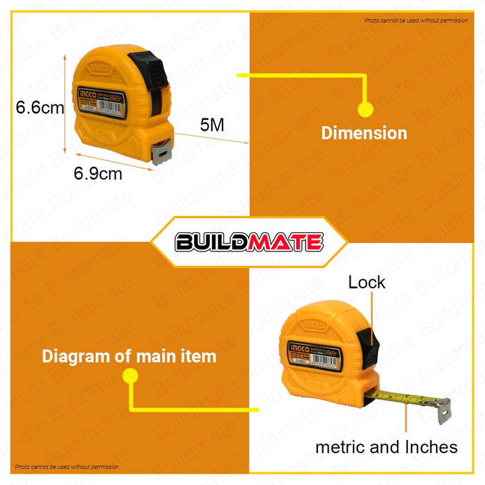 INGCO Steel Measuring Tape 3M | 5M | 8M With Metric And Inch SUPER SELECT [SOLD PER PIECE] HT2