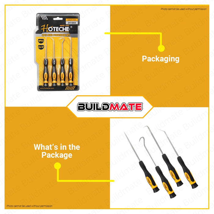 Hoteche Mini Lock Pick and Hook Set Cr-V 4 PCS/SET HTC-241802 •BUILDMATE•
