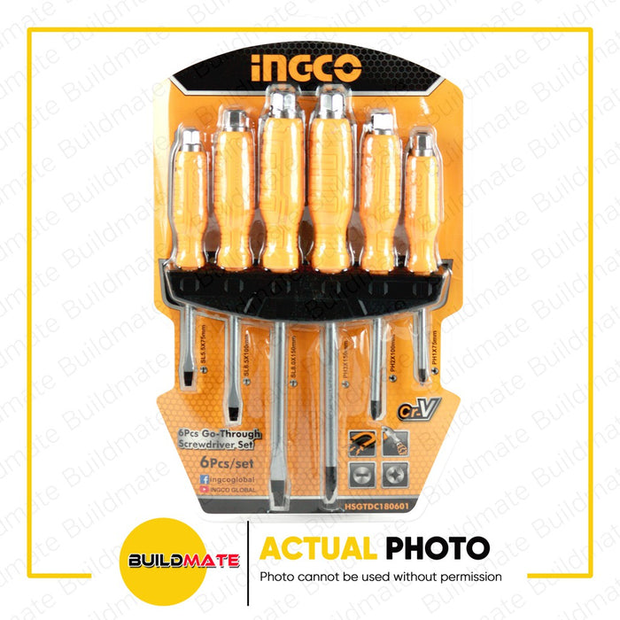 INGCO 6PCS Go-Through Screwdriver Set HSGTDC180601 •BUILDMATE• IHT
